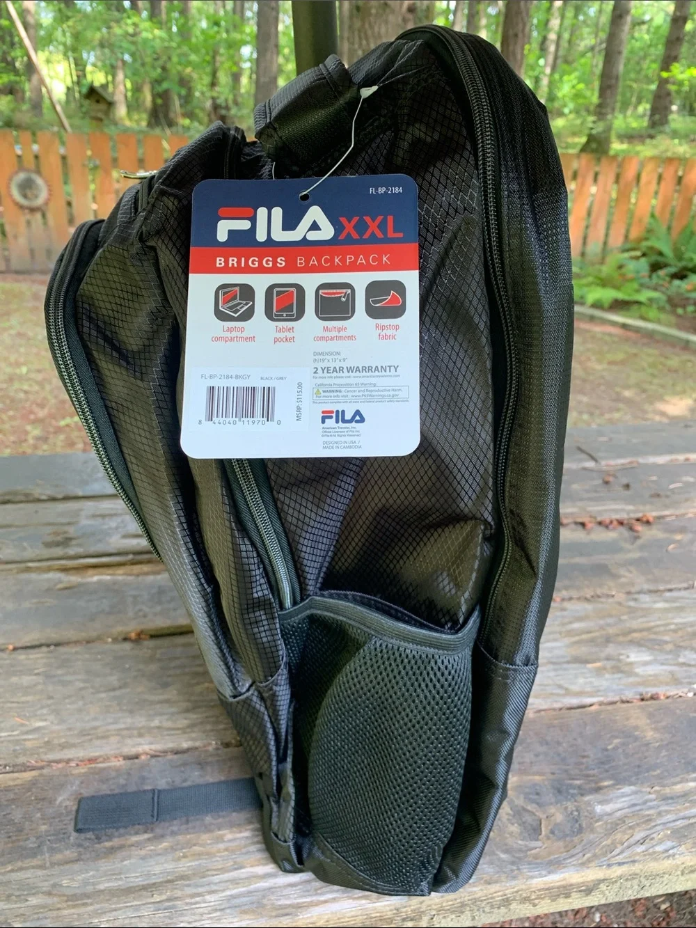 Fila Black Men's Backpack with Padded Straps